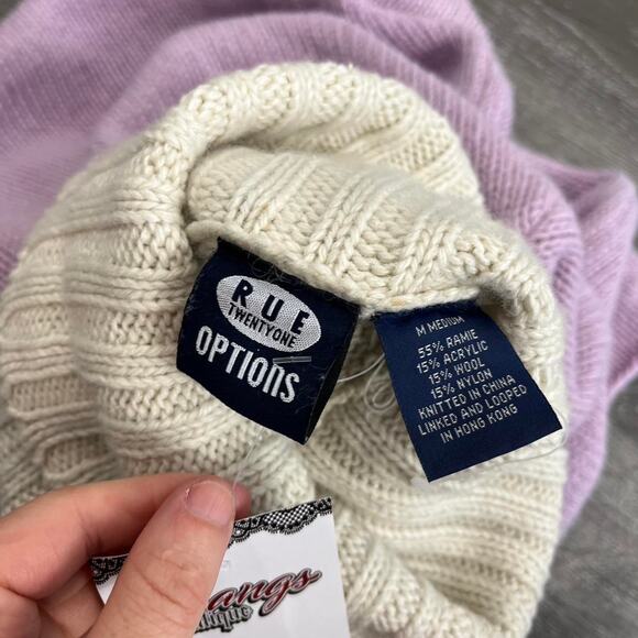 Vintage Y2K Rue 21 Lilac Fair Isle Sequin Knit Turtleneck Sweater Bell Sleeves - Picture 5 of 6